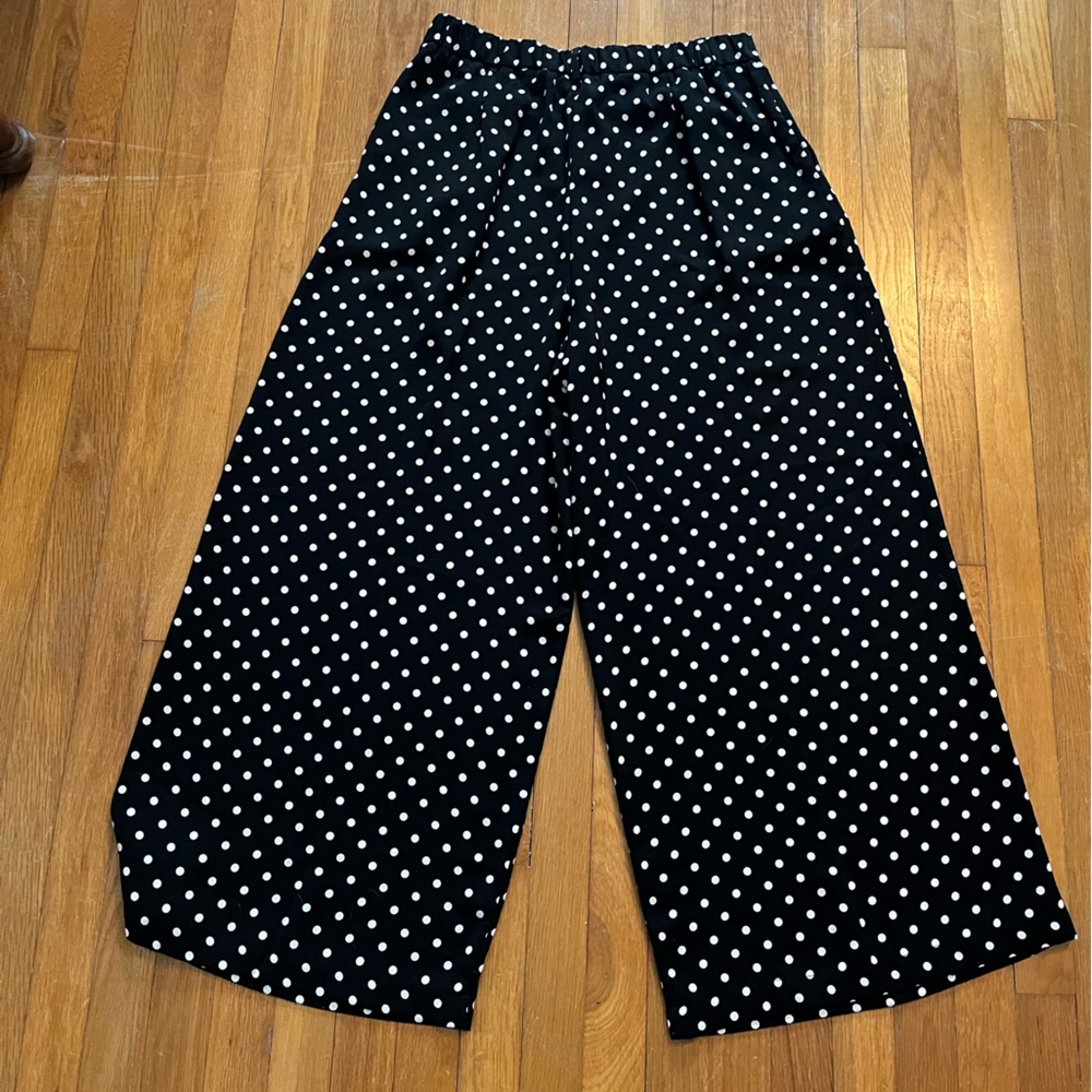 Wide leg polka dot pants